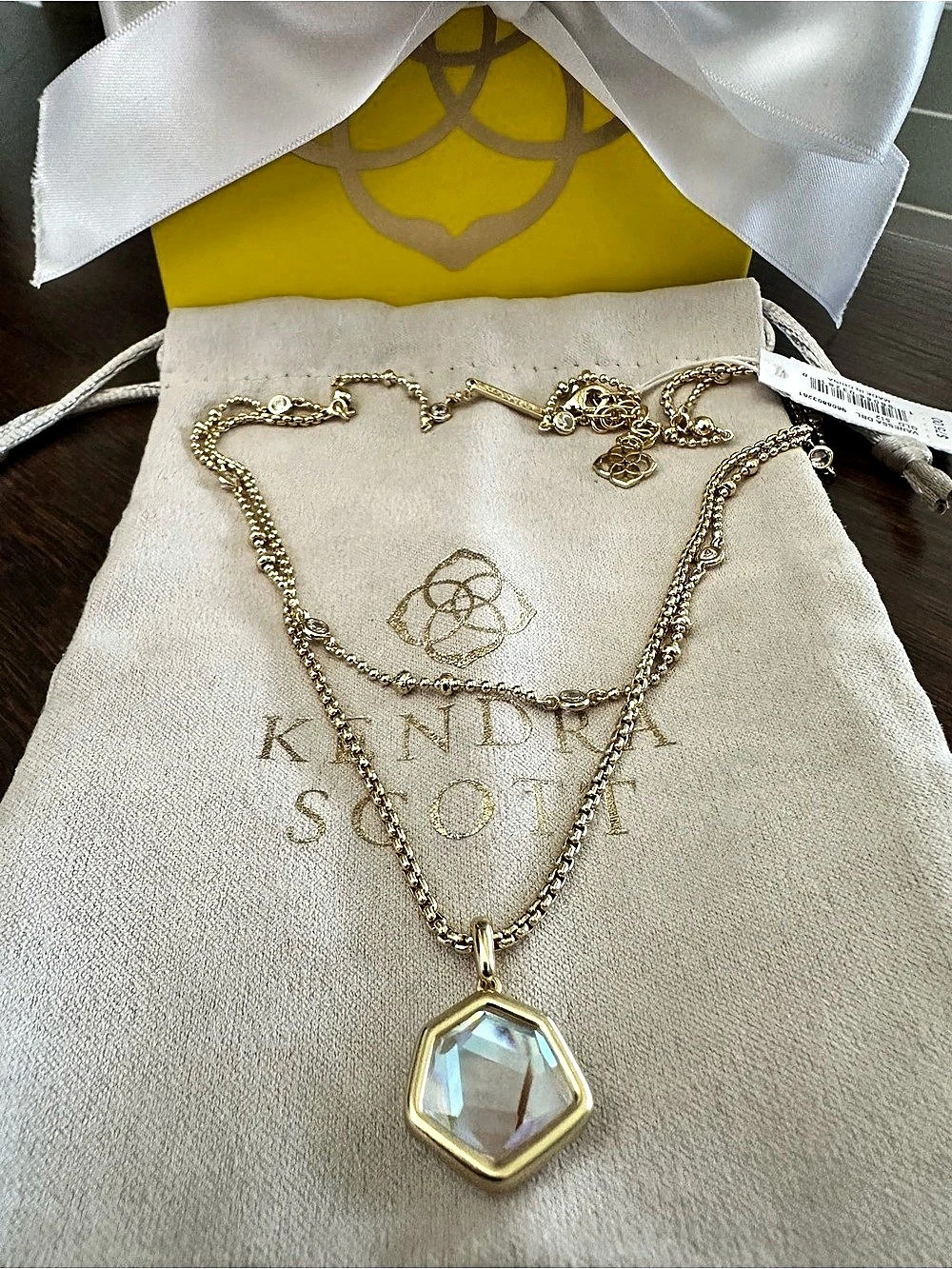 Kendra Scott Vanessa Double Pendant Necklace Gold & Blue NWT